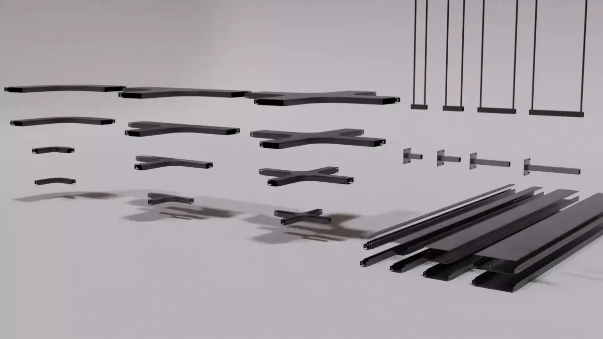 Cable trays 50x50 100x50 200x50 300x50 3D model