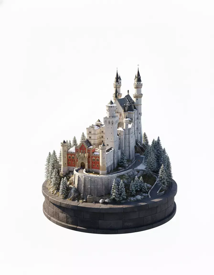 Castle Fortress Rocky Landscape 3D print model