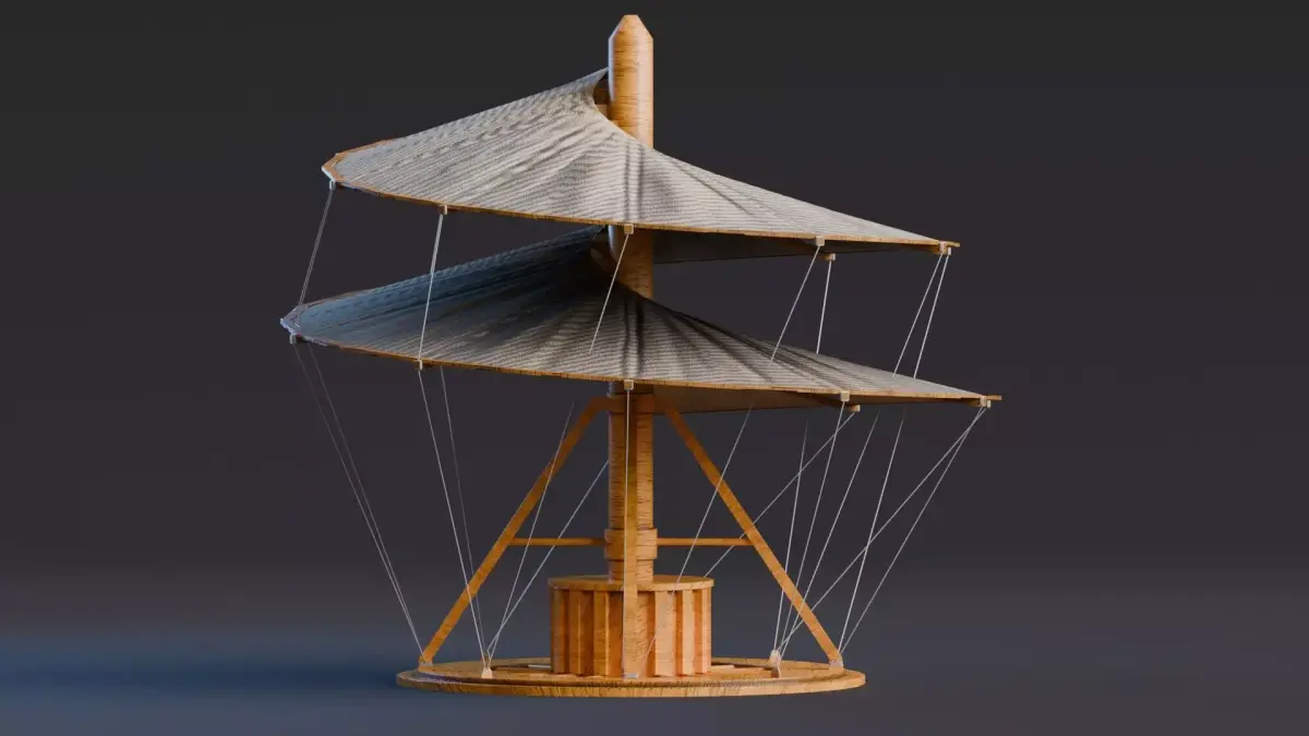 Da Vinci Inventions - Helical air screw Low-poly 3D model