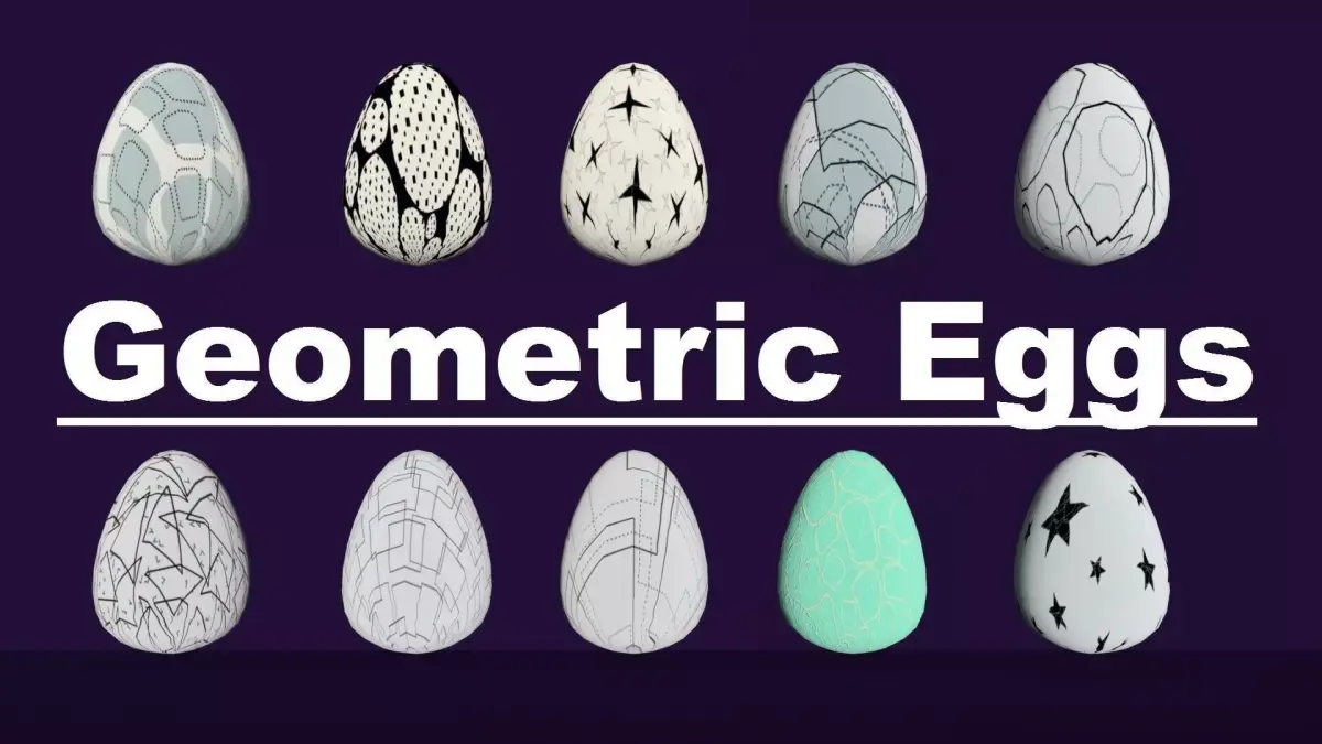 Geometric Eggs Pack Collect Monster Hatching Theme dragon Low-poly 3D model