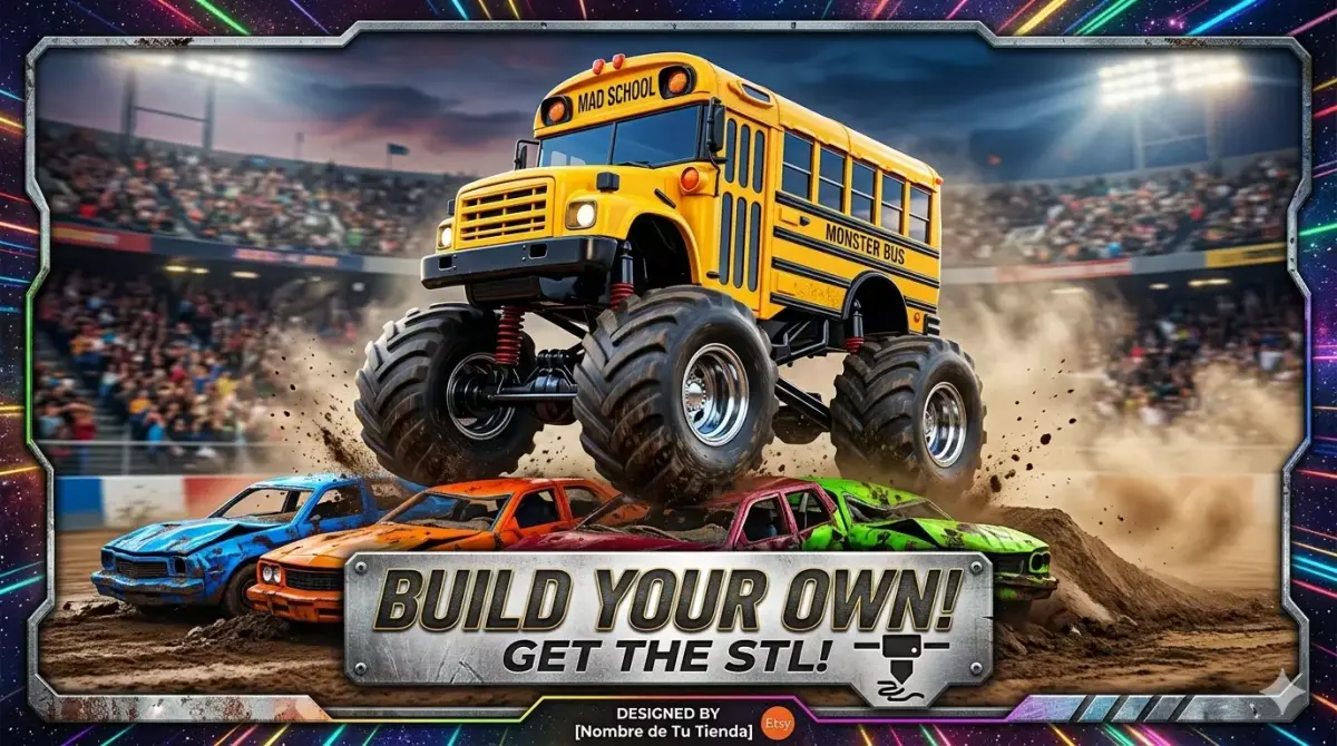 High Detail Off-Road 3D Model Monster Truck Bus STL File 3D print model