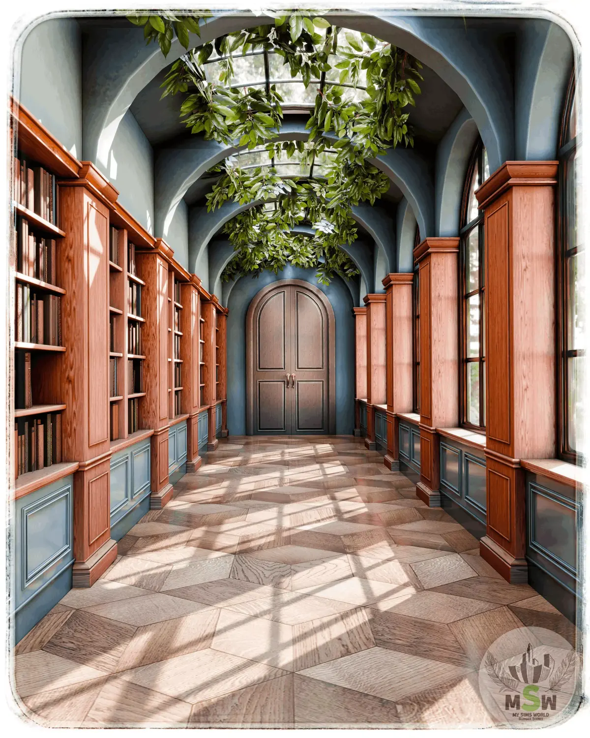 Library Hall Blender Scene Free 3D model