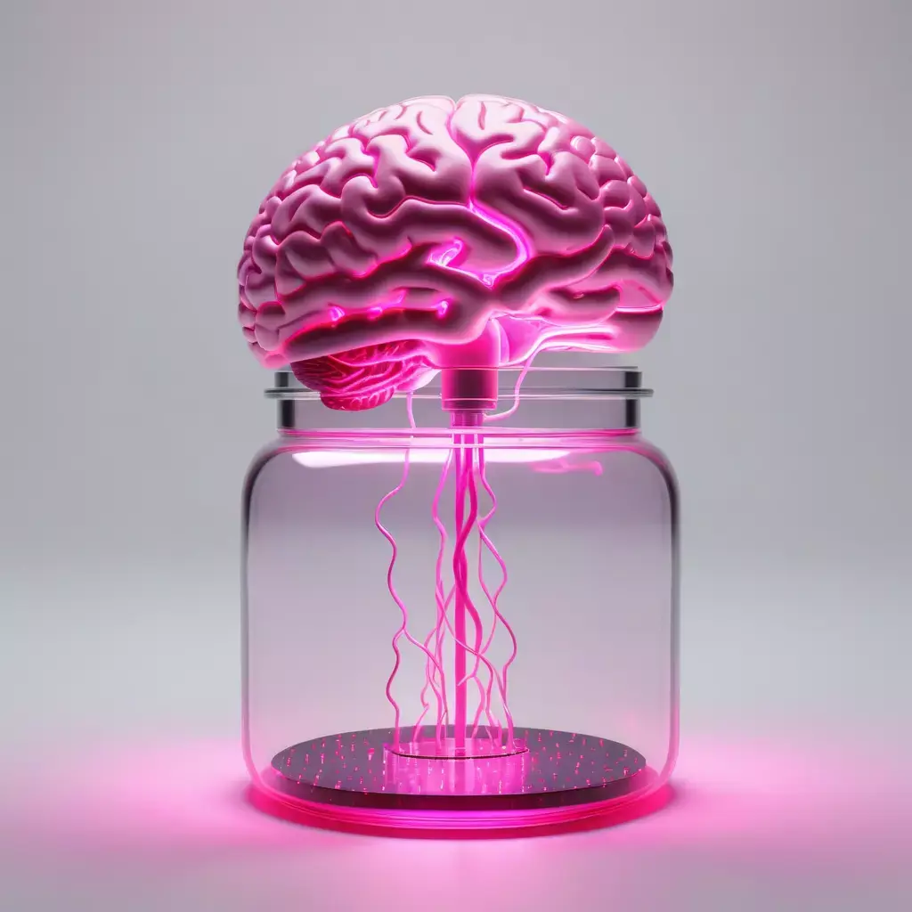 Neon Brain in a Jar 3D model