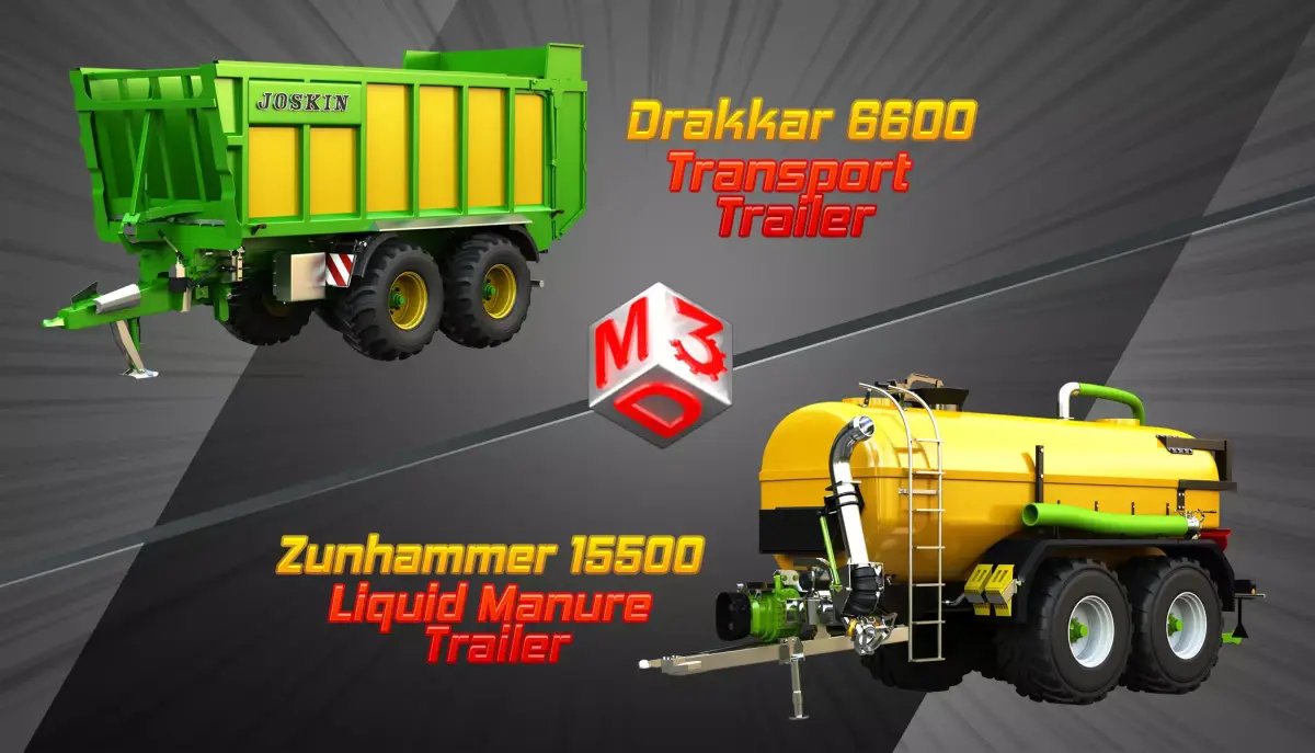 Drakkar 6600 and zunhammer Liquid Manure  Trailers 3D Model Pack purchase