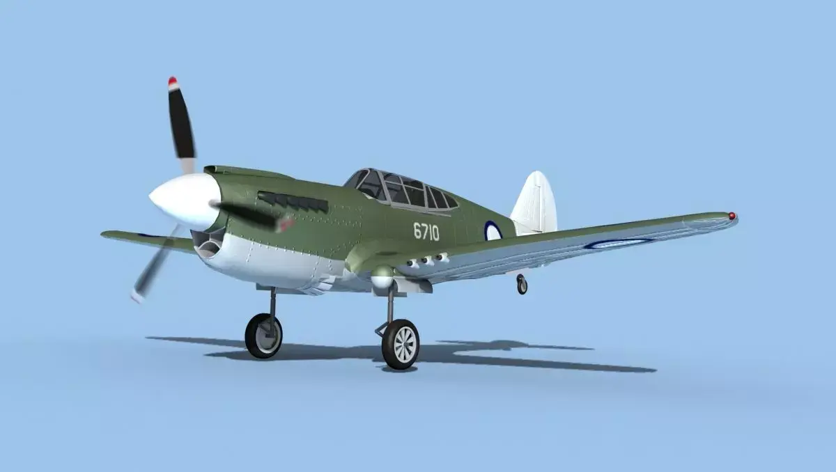 Curtiss P-40F Tomahawk V12 RNZAF 3D model
