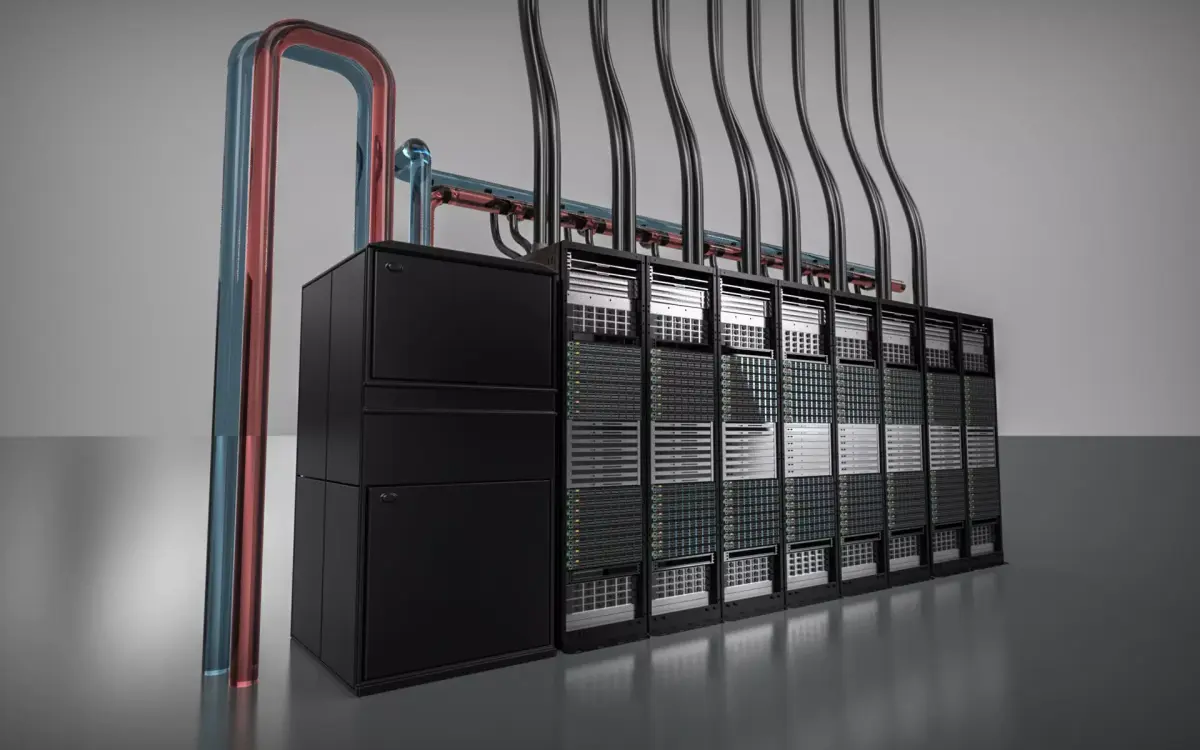 AI Server Rack with Liquid Cooling System Single Row Deployment 3D model