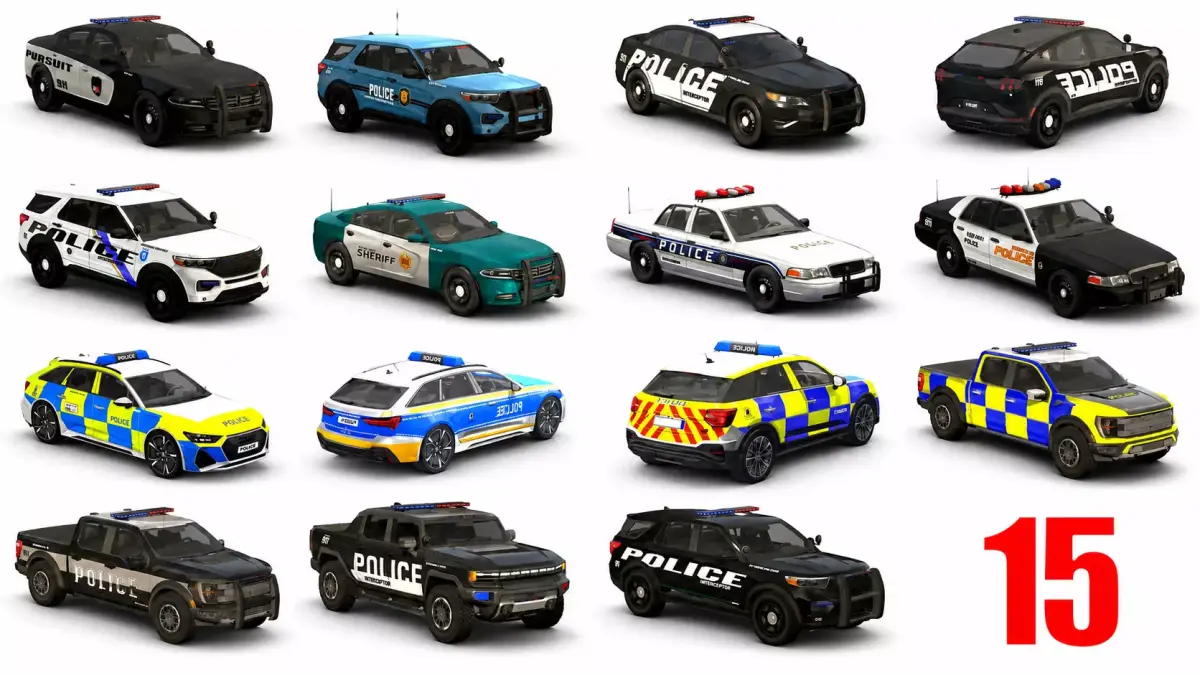 Police car pack  Low-poly 3D model