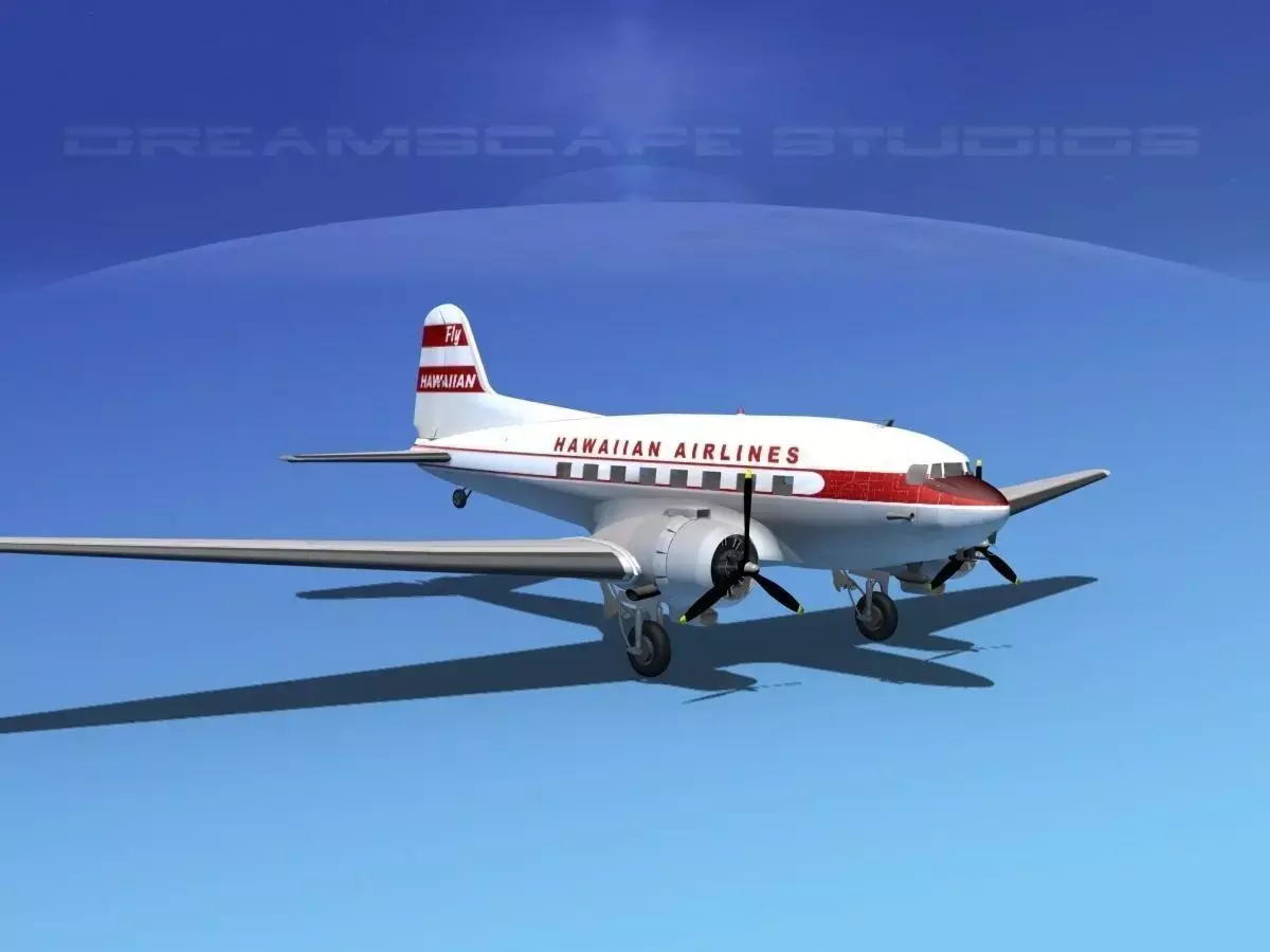 Douglas DC-3 Hawaiian Airlines 3D model