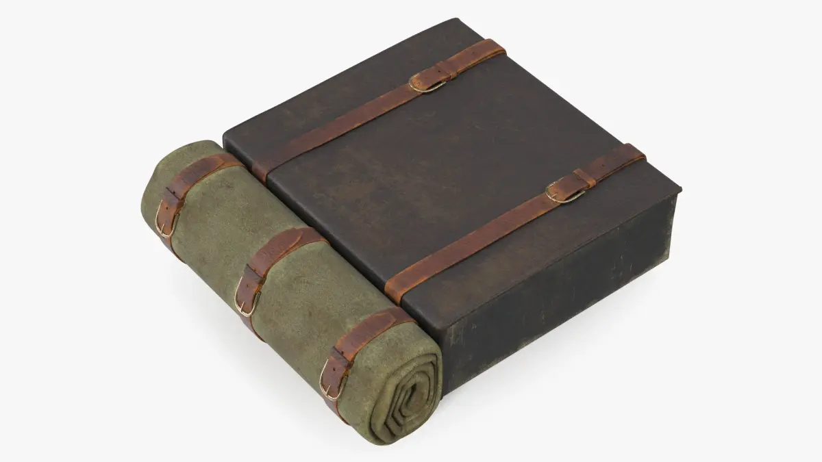 Vintage Military Pack with Wear Marks 3D model