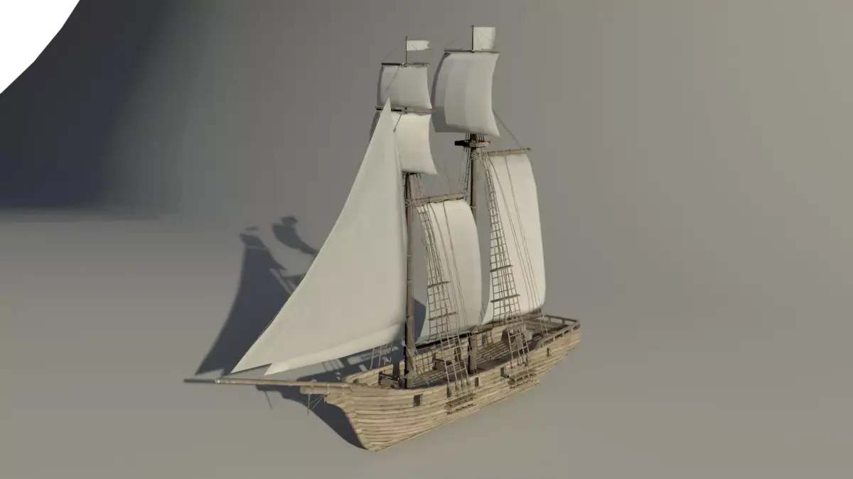 Topsail schooner ship roblox Low-poly 3D model
