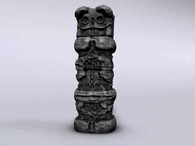 Stone totem module Low-poly 3D model