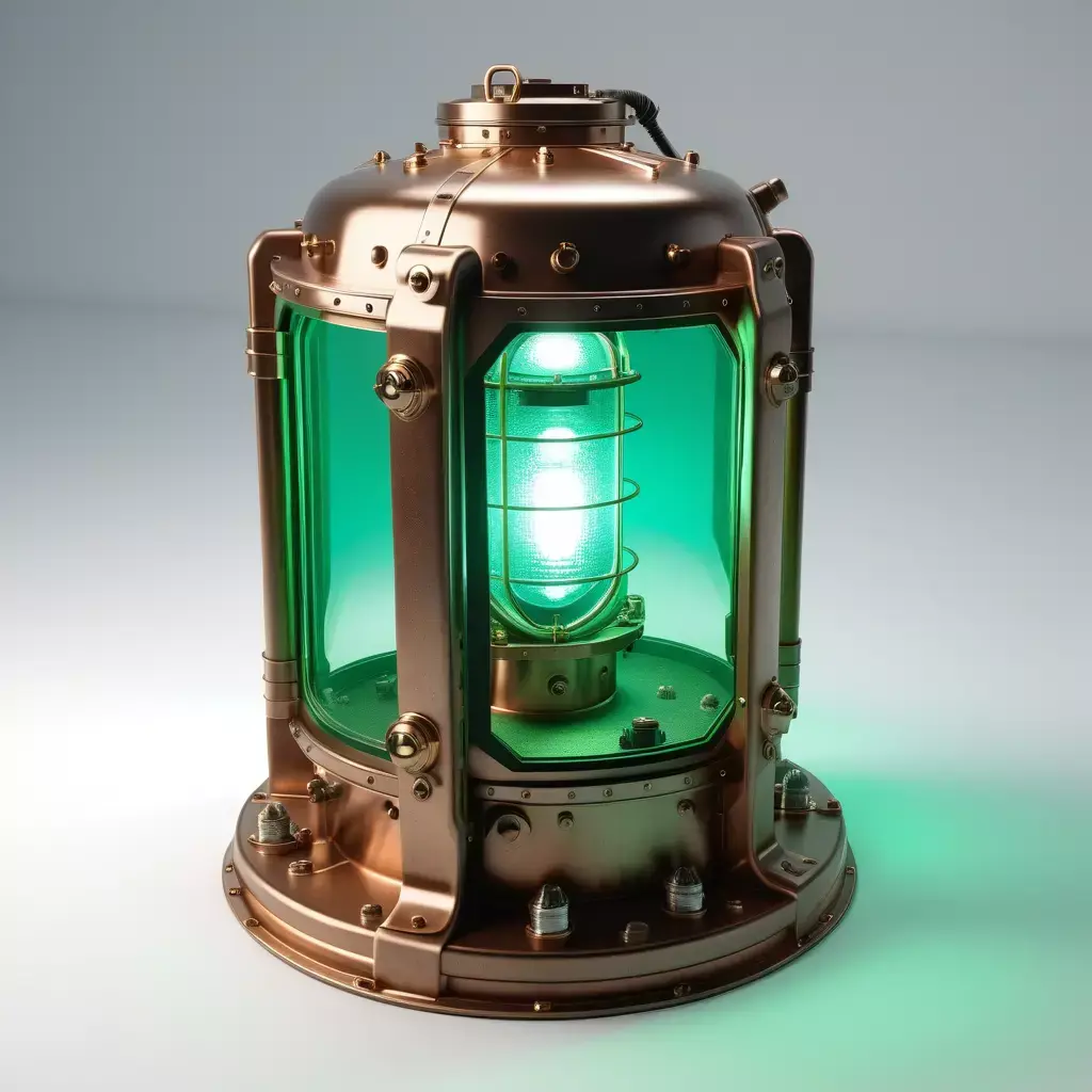 Steampunk Industrial Submarine Green Lantern 3D model