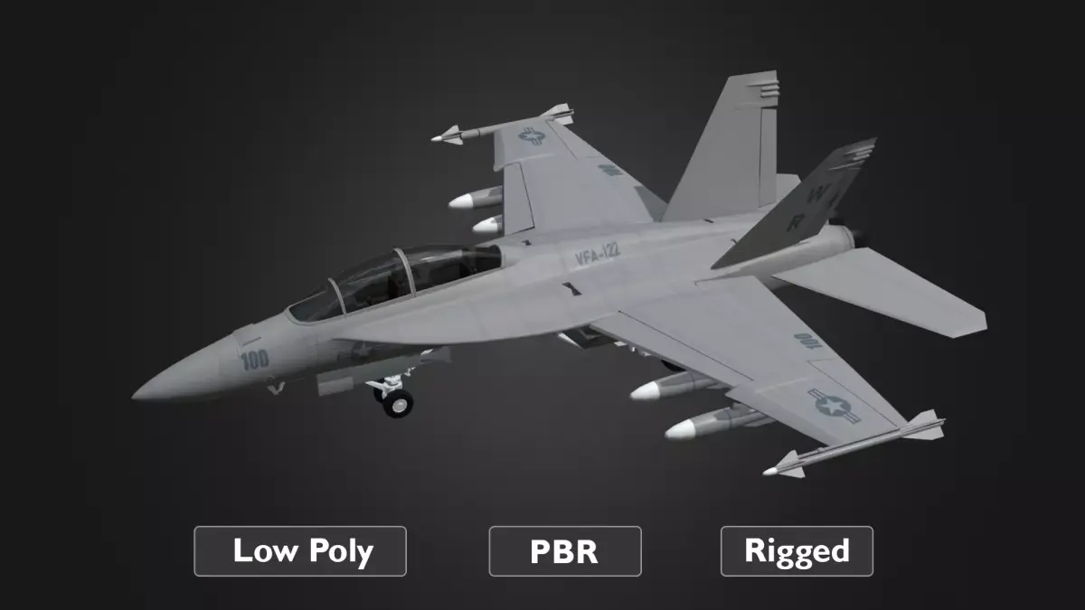 F18 Super Hornet Low-poly 3D model