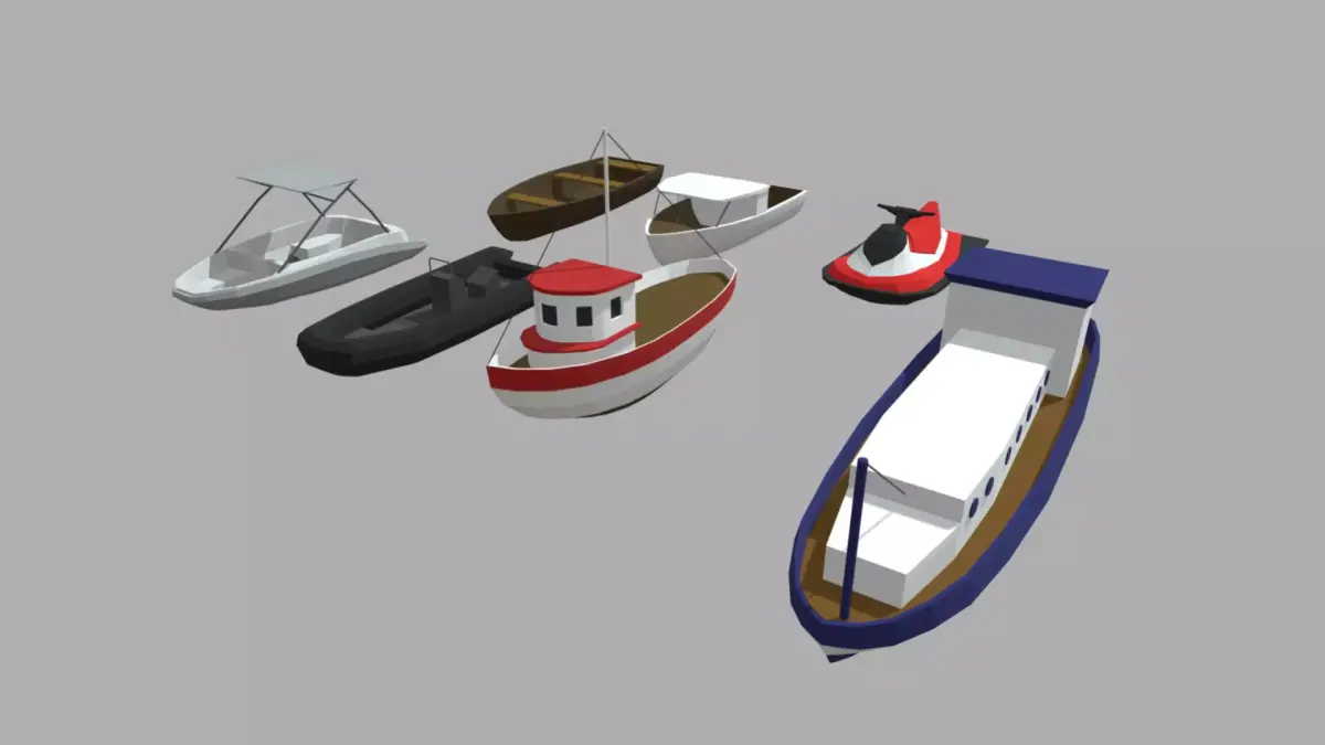 Low Poly Boats Pack 01 Low-poly 3D model