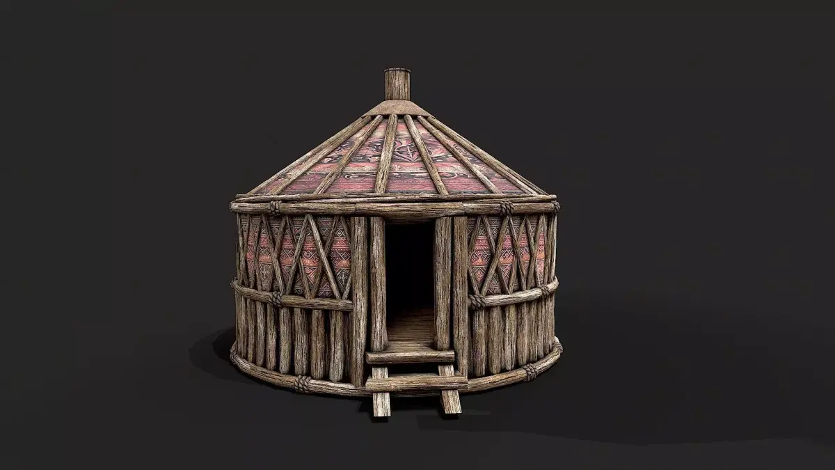 Traditional Yurt Nomads Tent with Interior 5 Low-poly 3D model