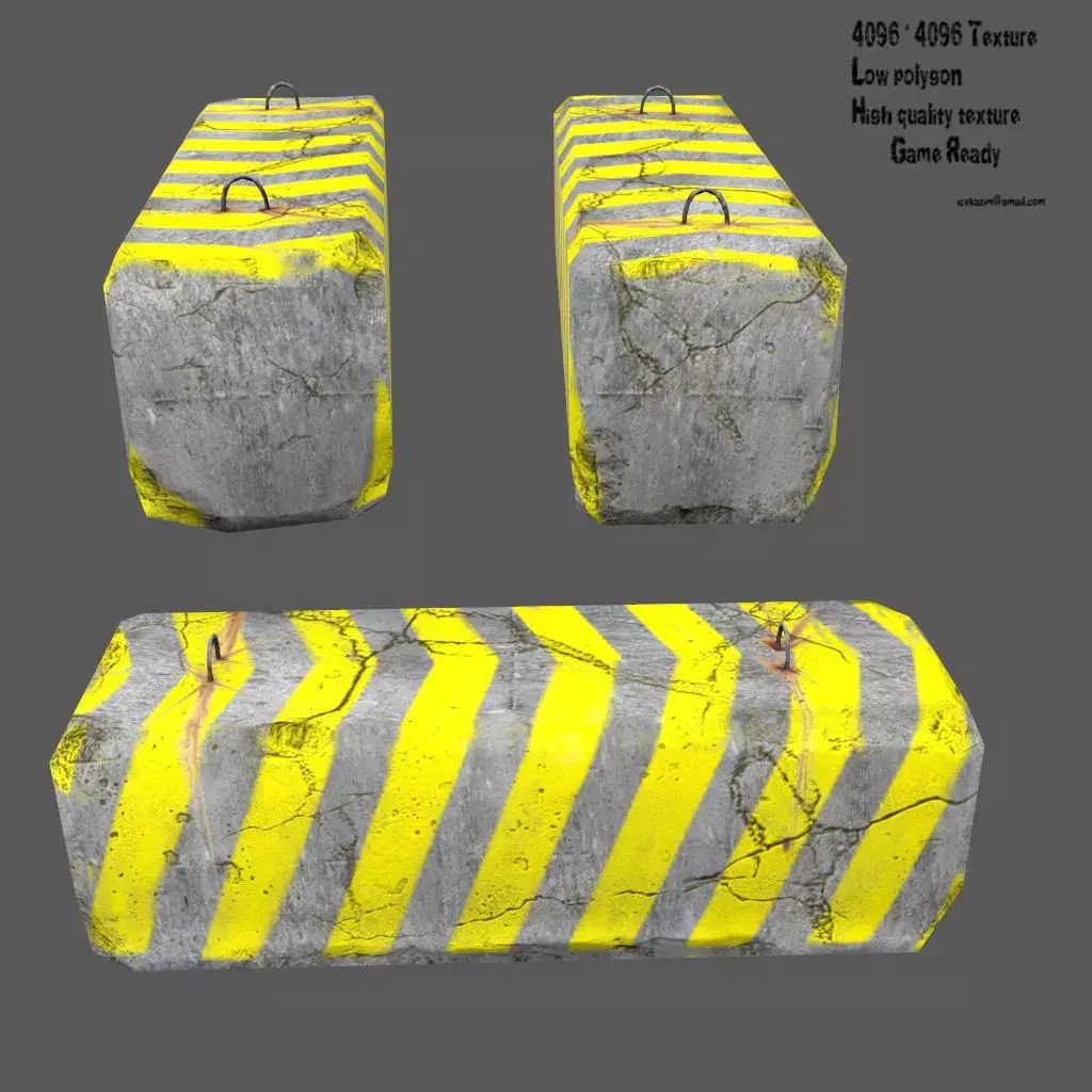 barrier striped block Low-poly 3D model