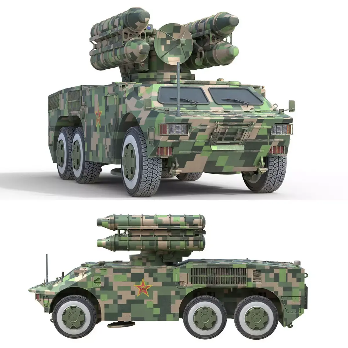 HQ-7B Chinese Air Defense Missile System  Low-poly 3D model
