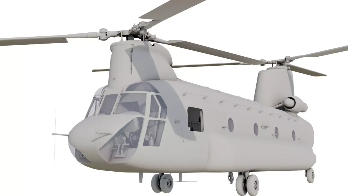 CH-47A Transport Helicopter with Cockpit Game Model Low-poly 3D model