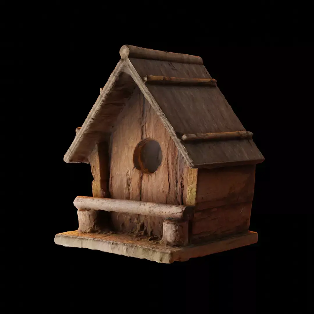 Birdhouse Wood Low-Poly 3D Scan Low-poly 3D model