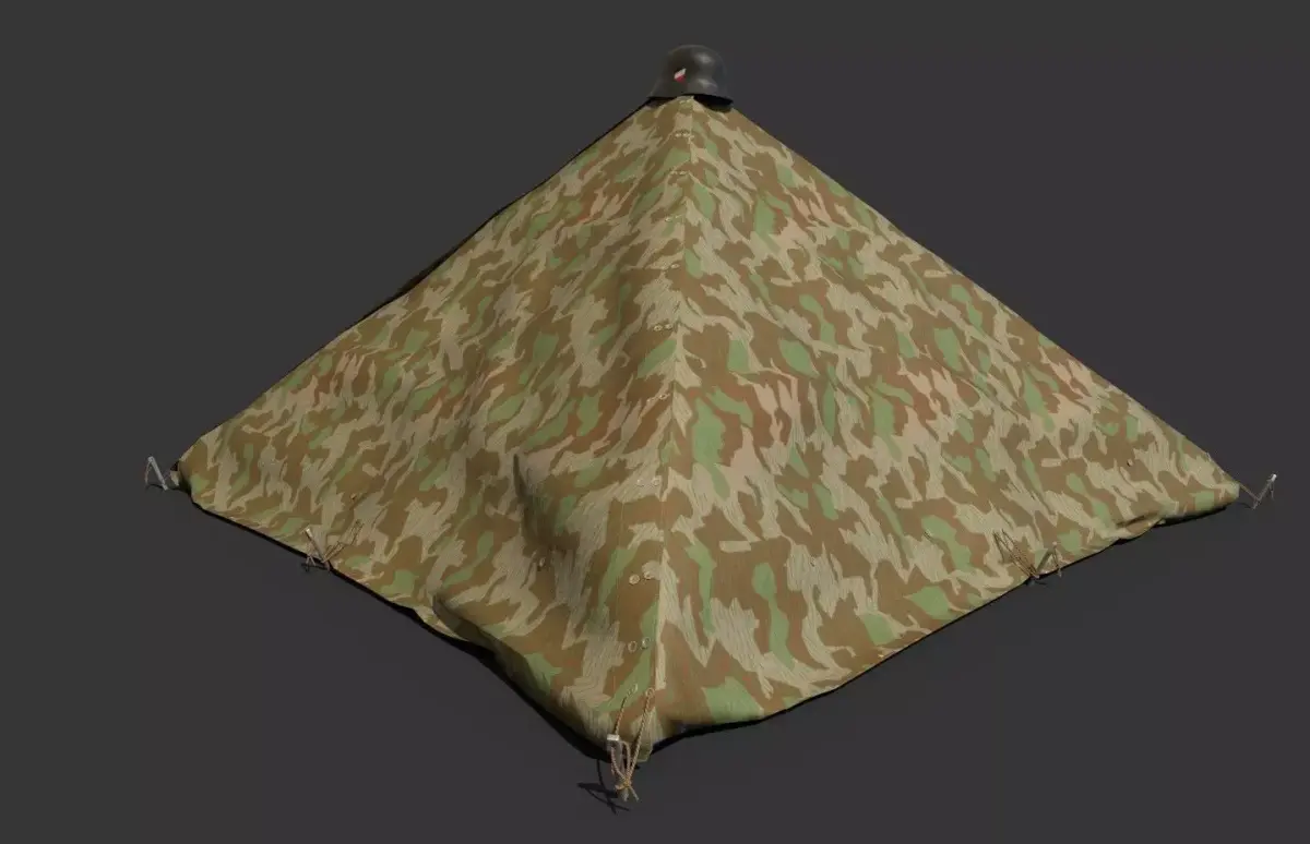 Wehrmacht tent - Viererzelt Low-poly 3D model
