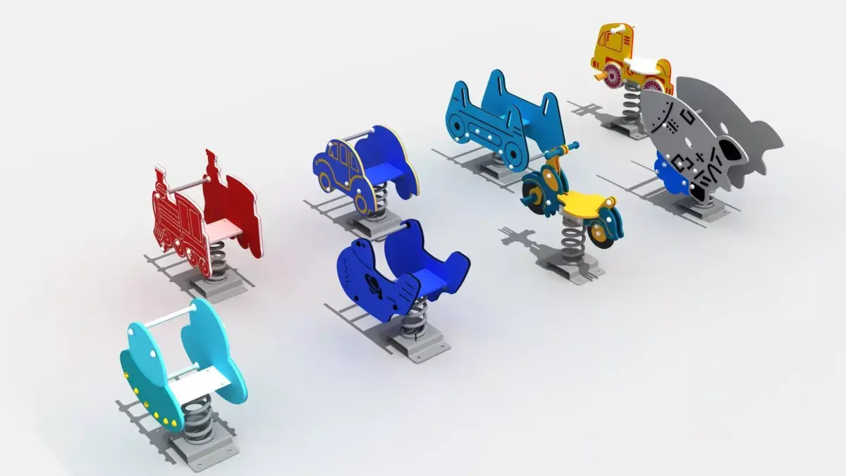 Traffic themed spring rocking chair 3D model