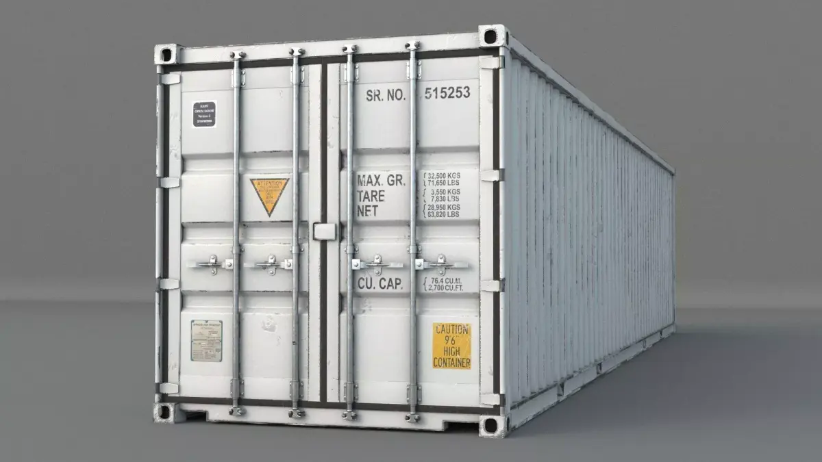Cargo Container White 40 feet PBR 3D model