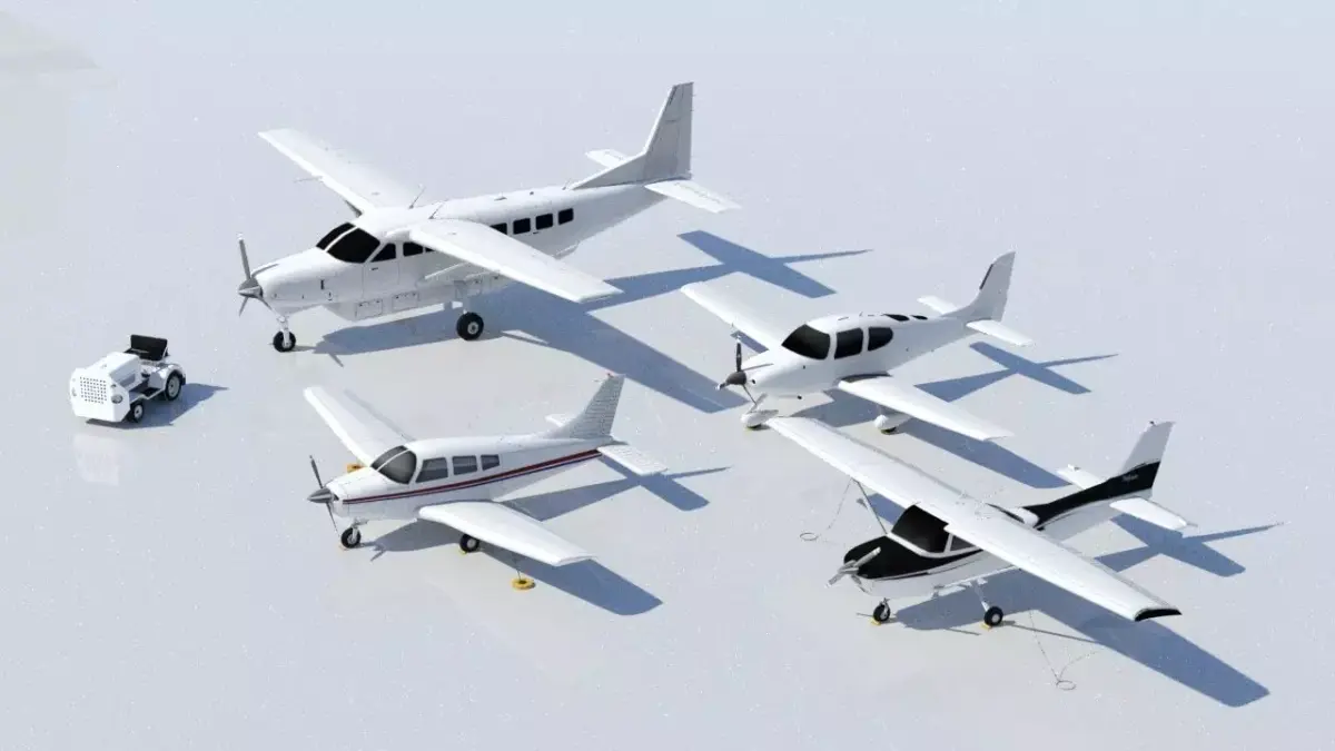 General Aviation static aircraft airport 5 pack low poly blank 3D Model Collection