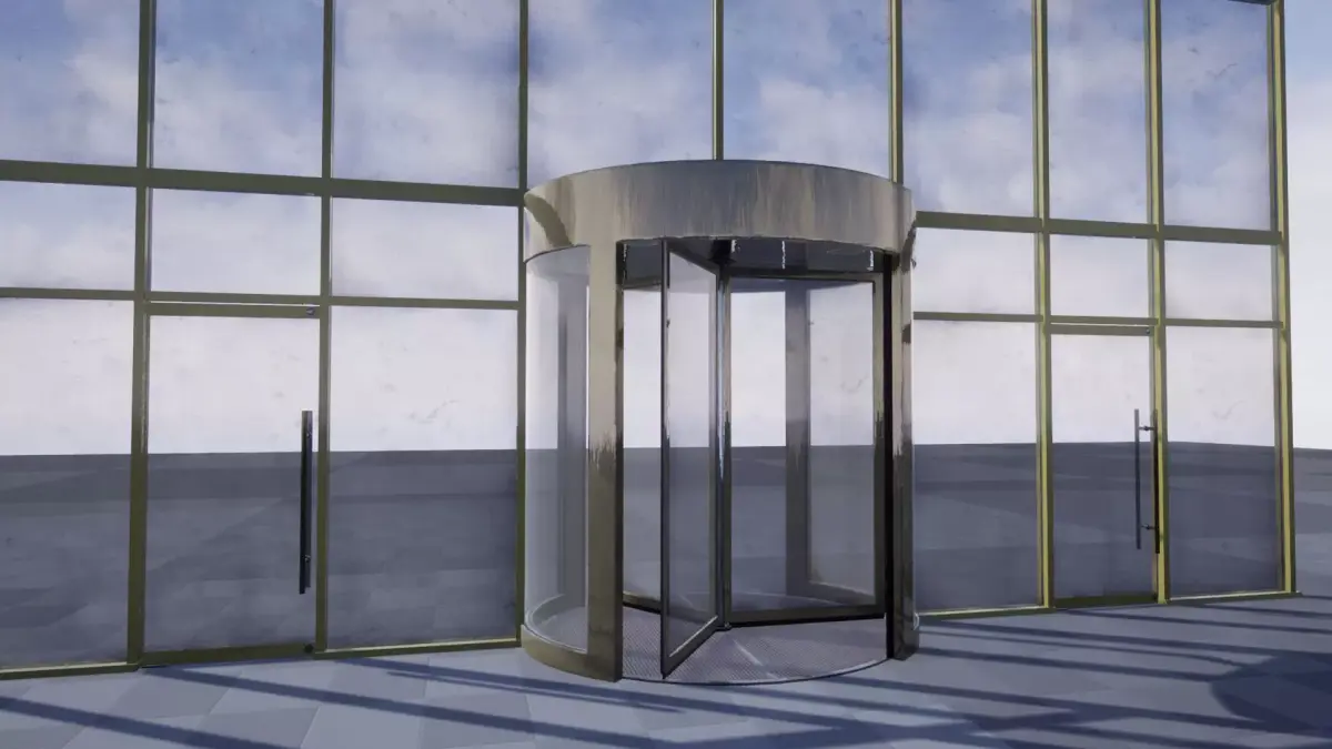 Revolving door set Low-poly 3D model