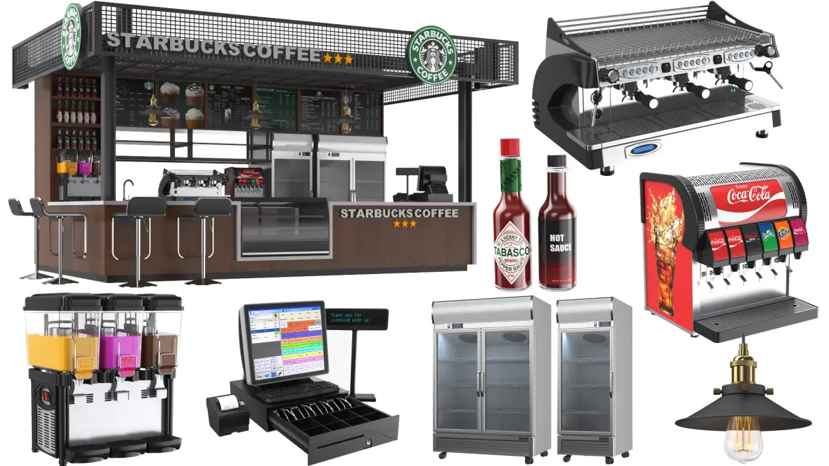 Detailed Starbucks Kiosk 3D model