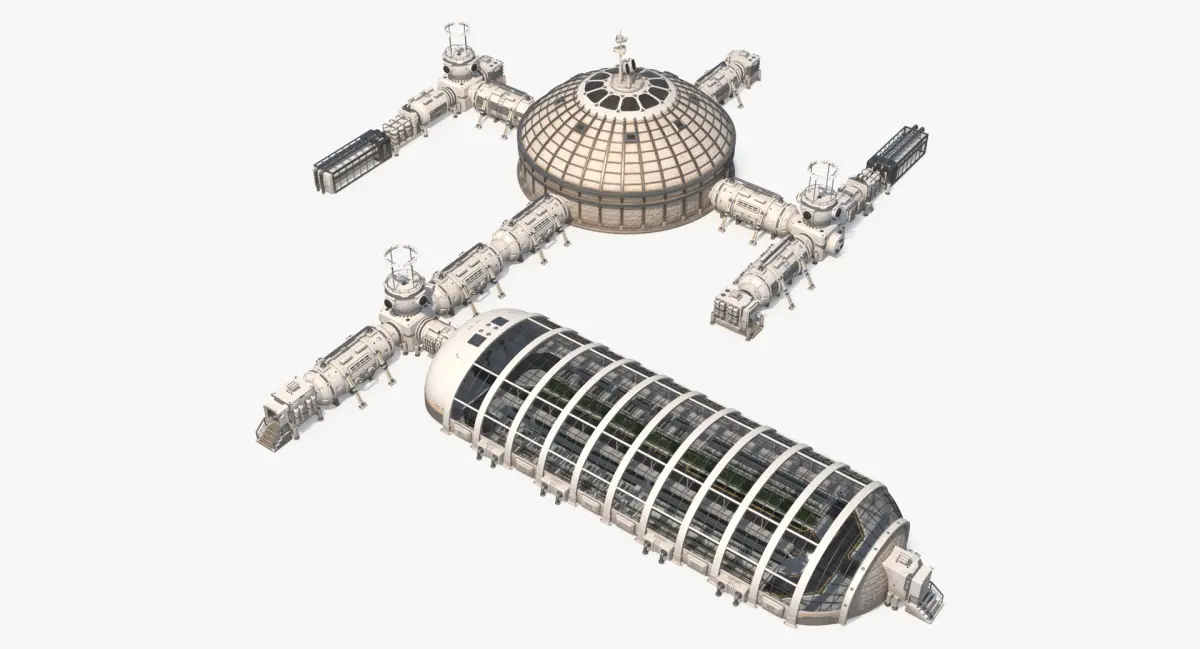 Space Colonization Base Greenhouse 01 Clean and Dirty 3D model