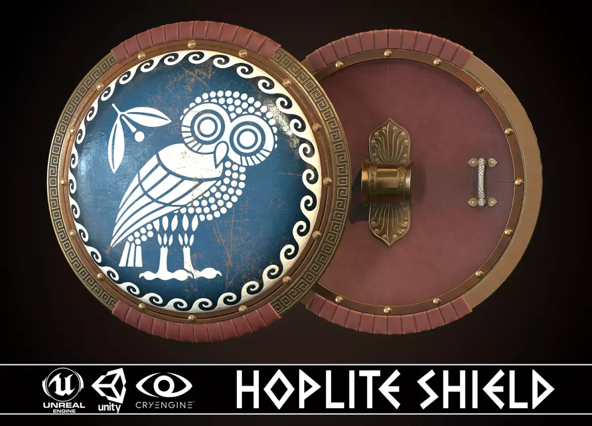 Hoplite Shield Athens  Low-poly 3D model