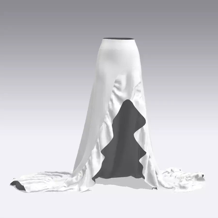 SKIRT ASYMETRIC RUFFLED 3D model