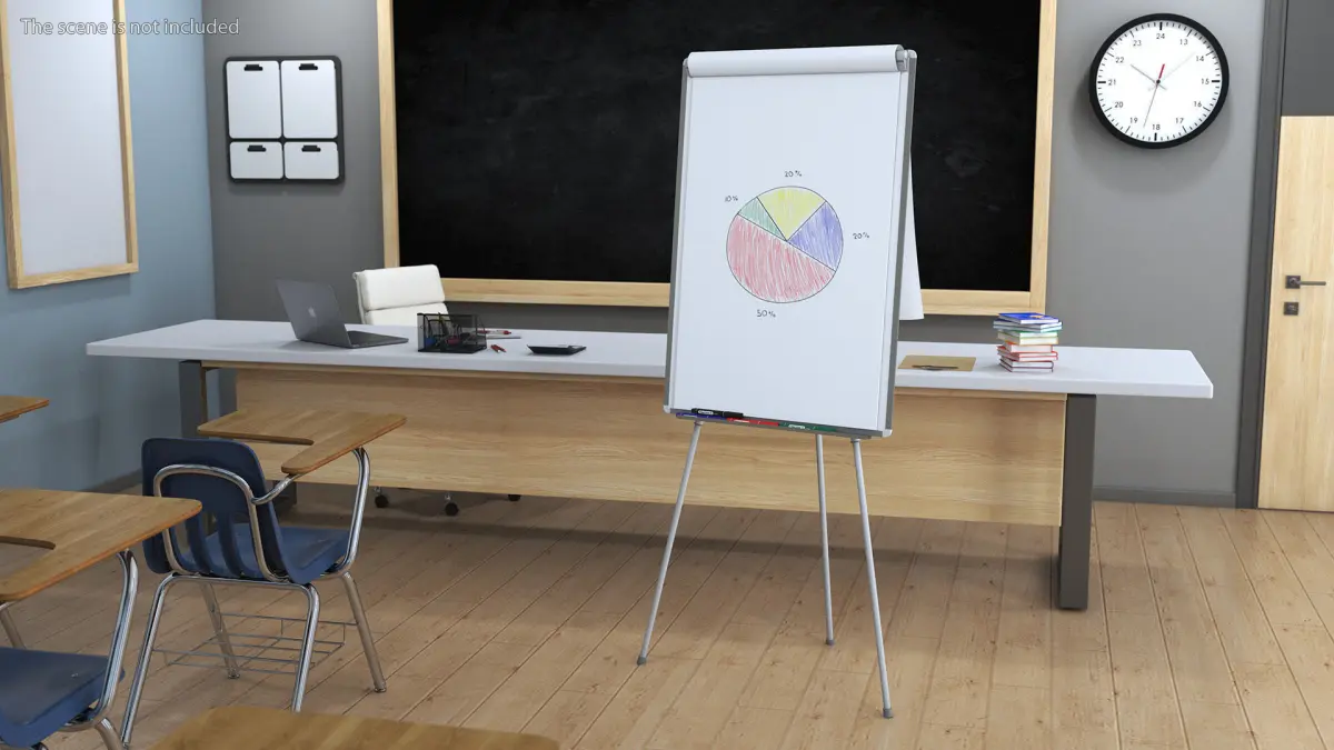 Pie Diagram on Flip Chart Board 3D model