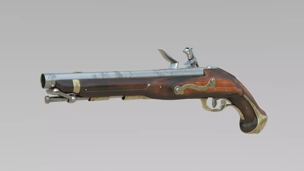 Flintlock Pistol Historic gun 3D model
