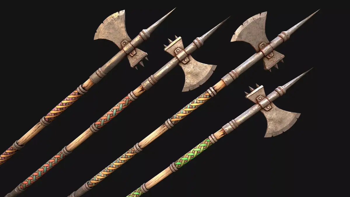 Medieval Weapons Halberd Polearm Axe  Weaponry Set Low-poly 3D model