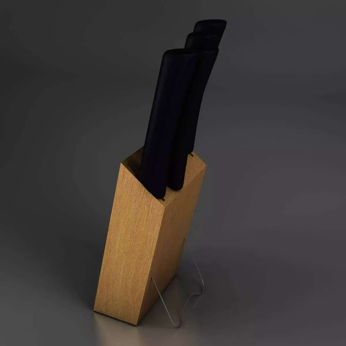 knives three in wooden box 3D model