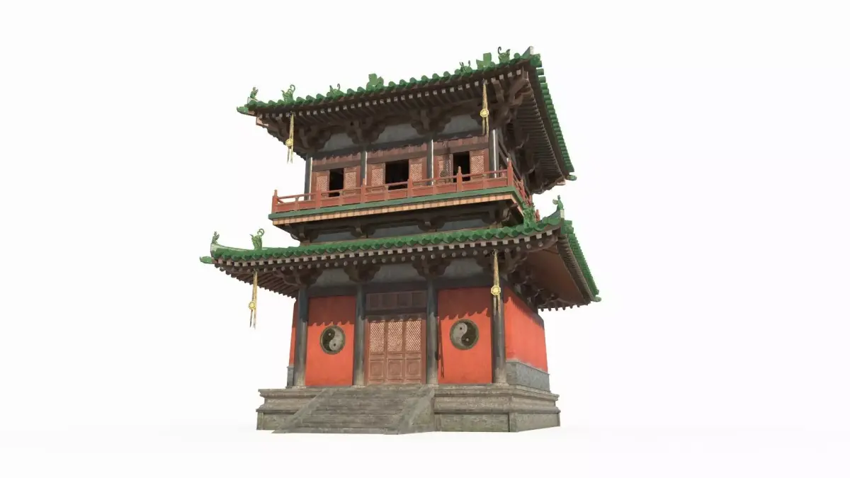 Ancient Asian Architecture Taoist Temple Attic 3D model