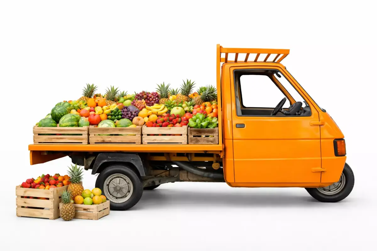 Fruit Delivery Truck 3D Model Market Pickup Cargo Vehicle 3D model