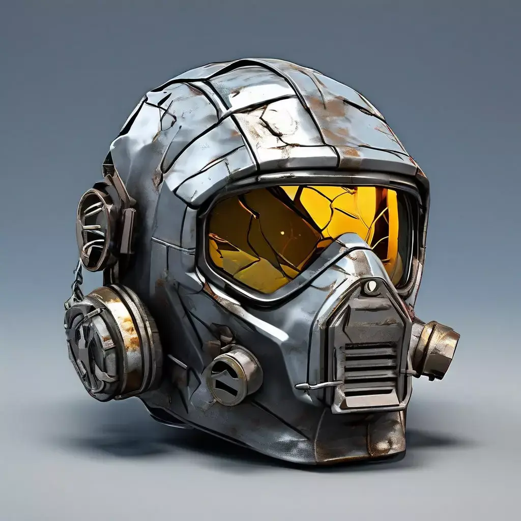 SciFi Helmet with Cracked Visor Low-poly 3D model