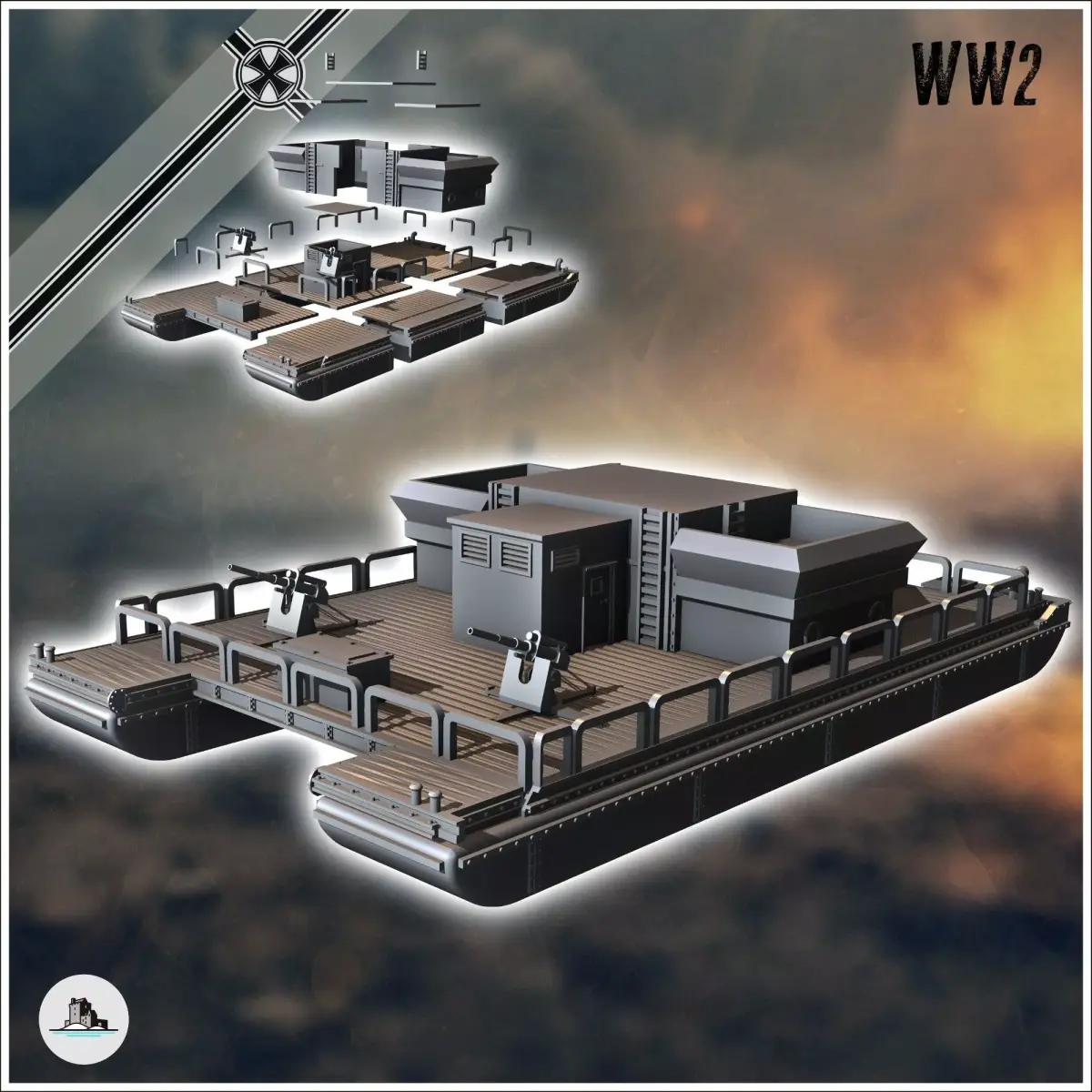 Siebel ferry Siebelfahre German shallow-draft landing craft 5 -  3D print model