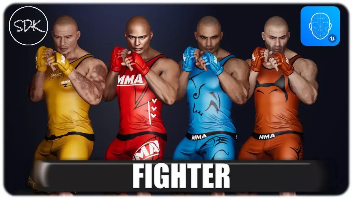 Fighter Man Low-poly 3D model