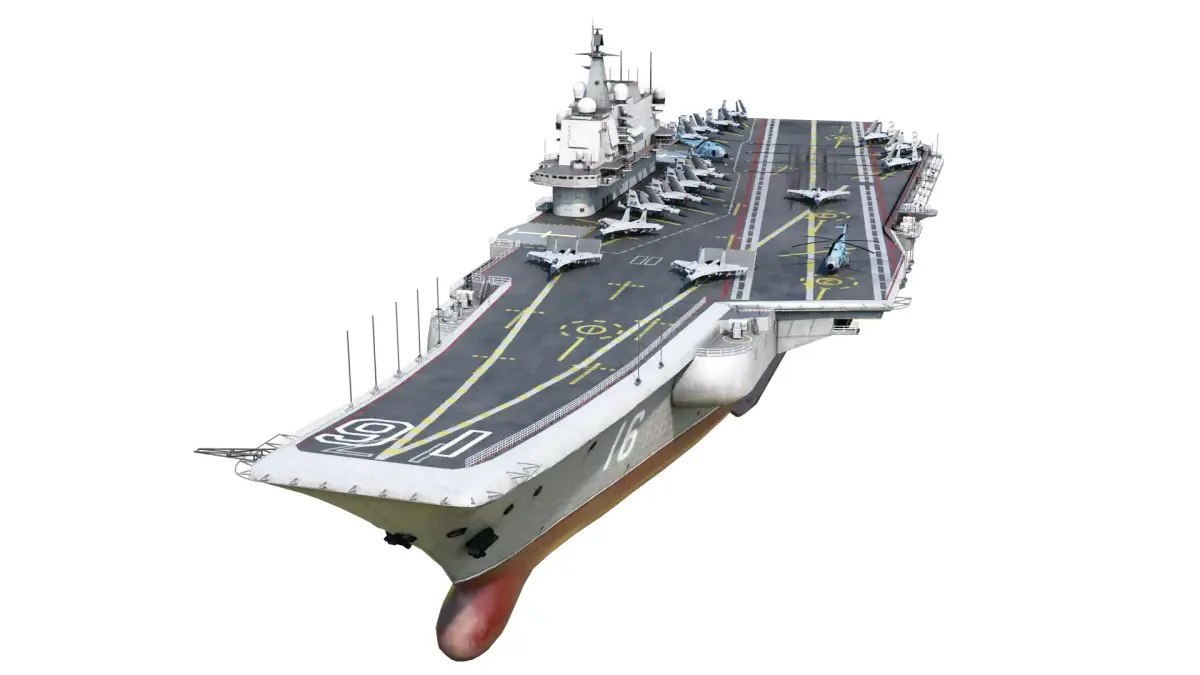 PLA NAVY Type 001 class aircraft carrier Liaoning ship Low-poly 3D model