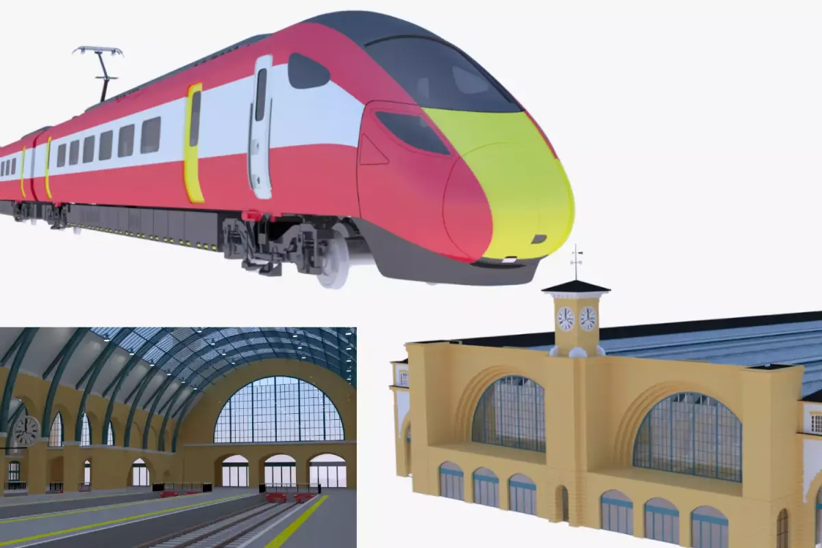 Kings Cross and Hitachi Azuma 3D Model Pack