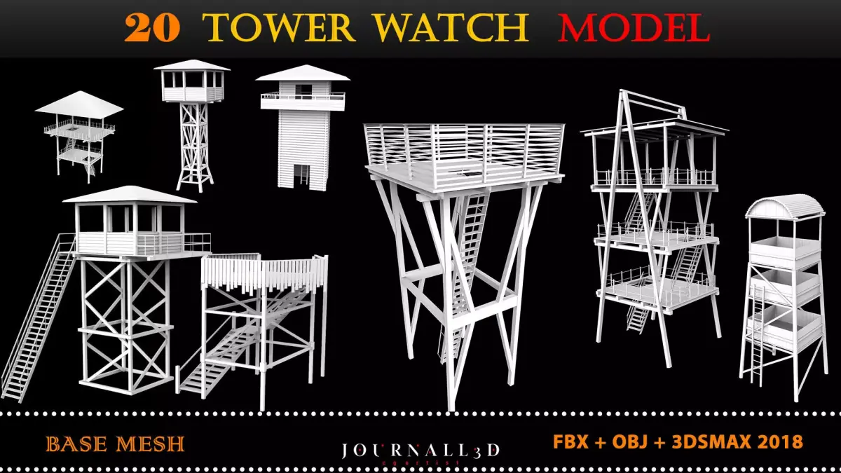 30 WATCHTOWER model basemesh Low-poly 3D model