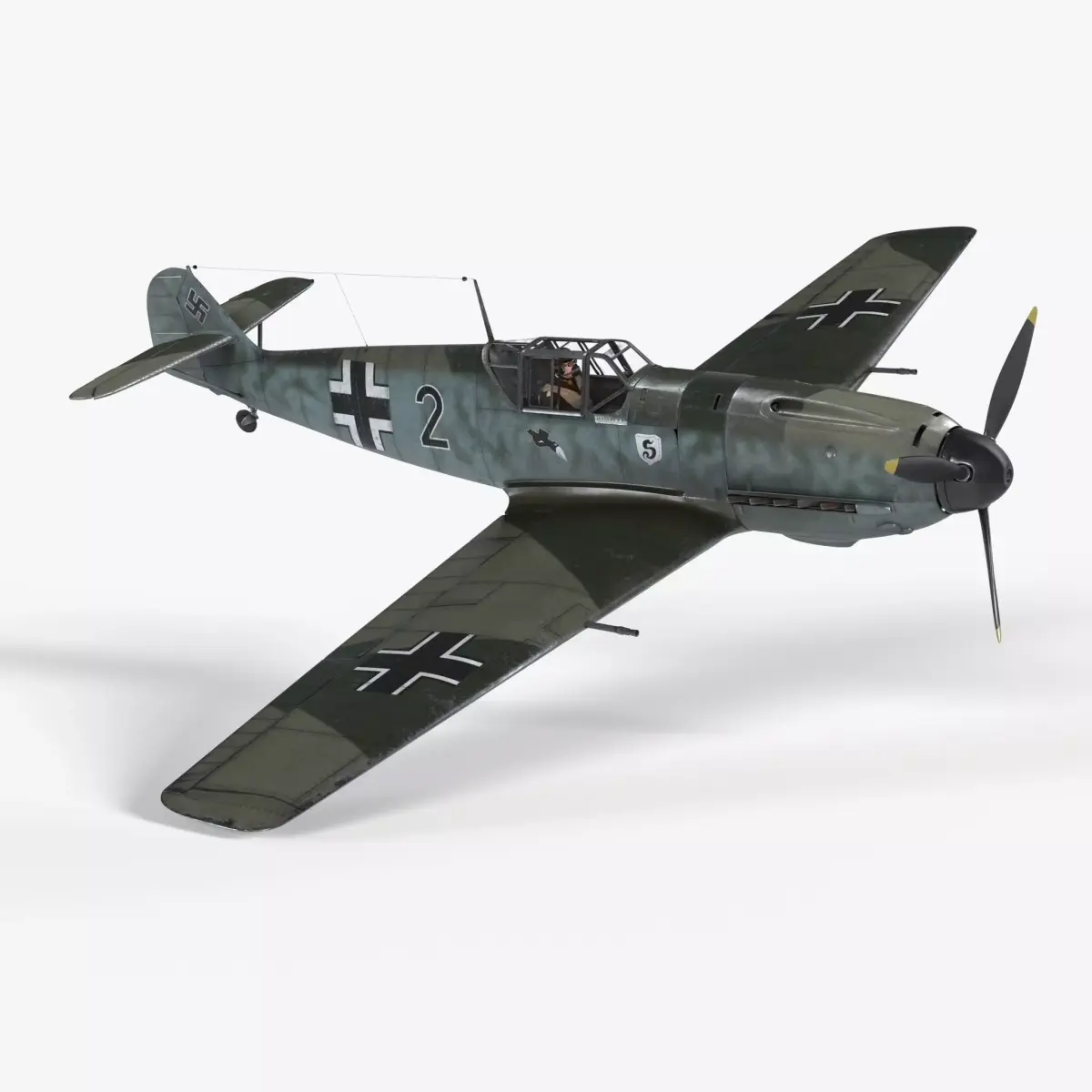 Messerschmitt BF109 German Fighter Airplane Green V1 3D model