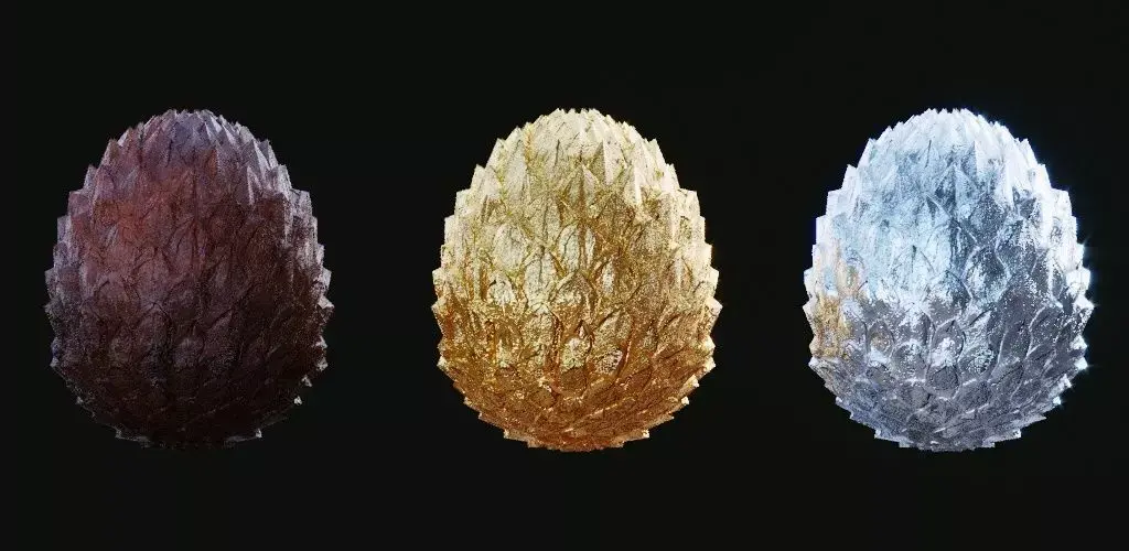 Dragon egg 3 types regular gold silve Low-poly 3D model