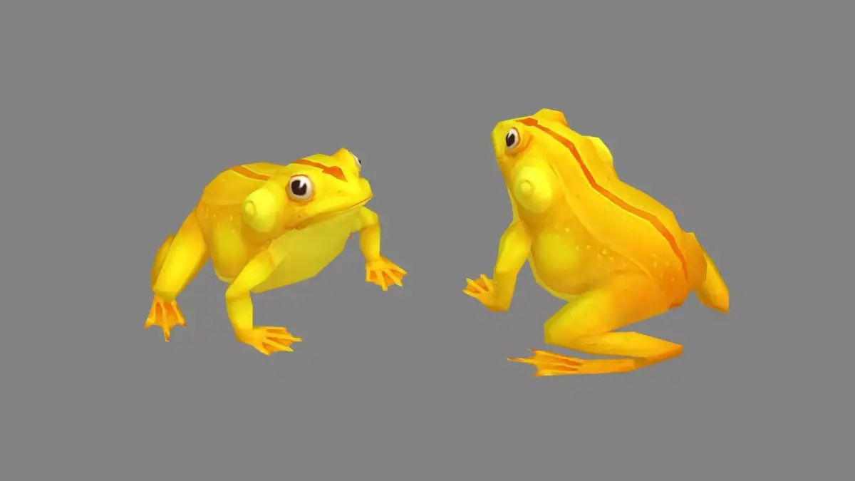 Cartoon golden frog Low-poly 3D model
