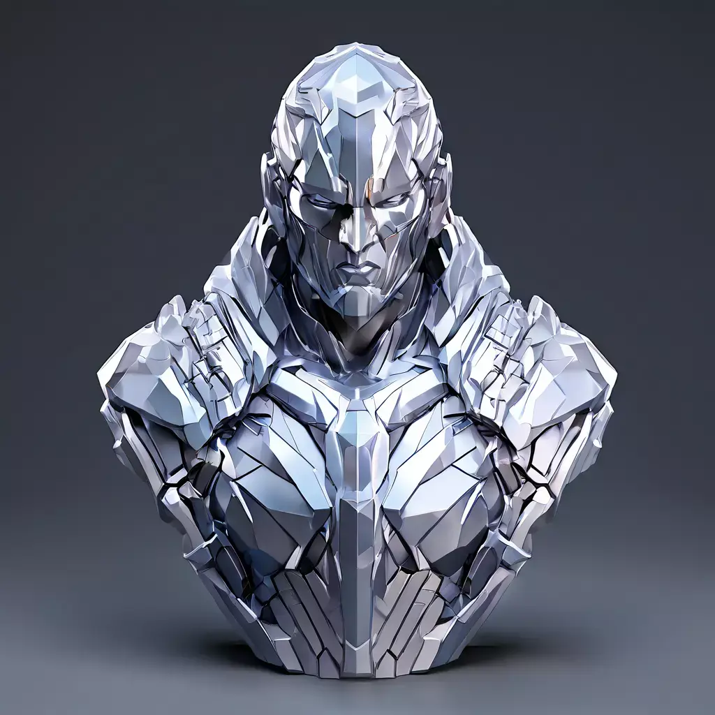 Scifi Armored Cyborg Bust Low-poly 3D model