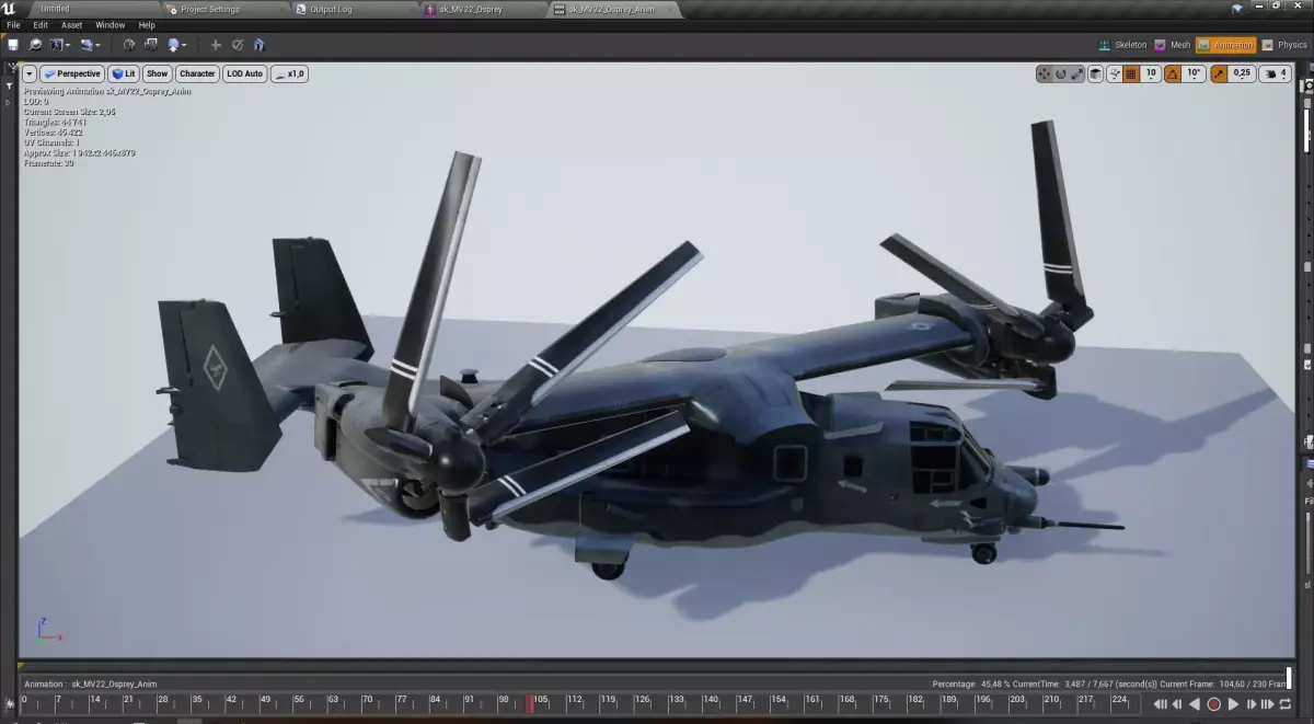 V22 Osprey Tiltrotor Helicopter Low-poly 3D model