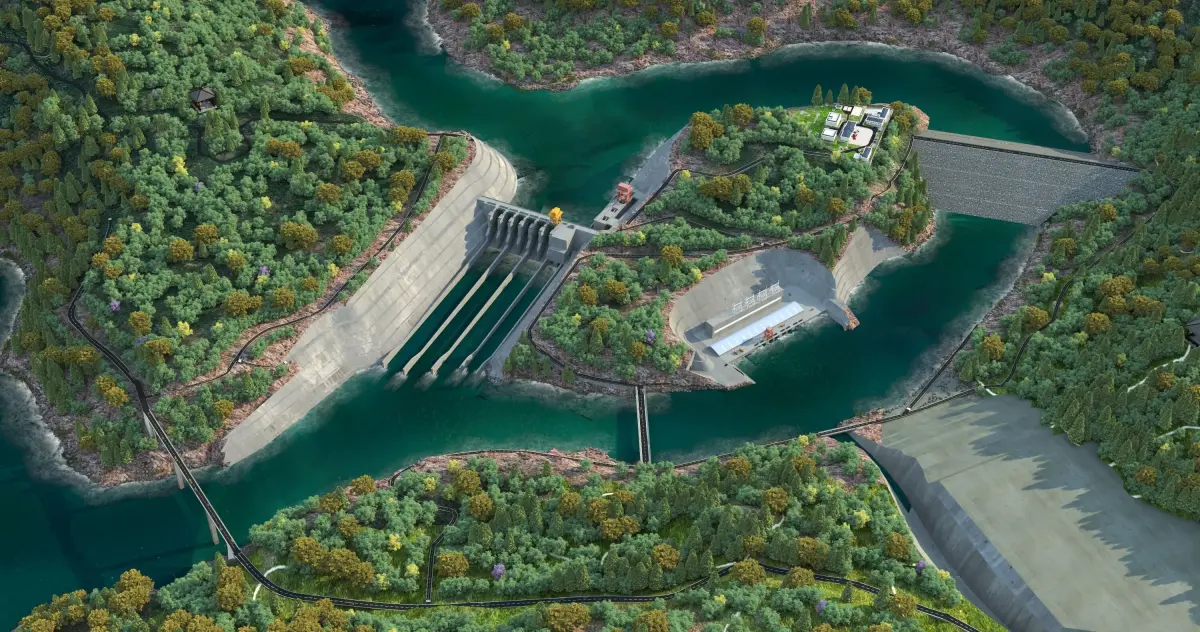 Water Dam-hydraulic complex 3D model